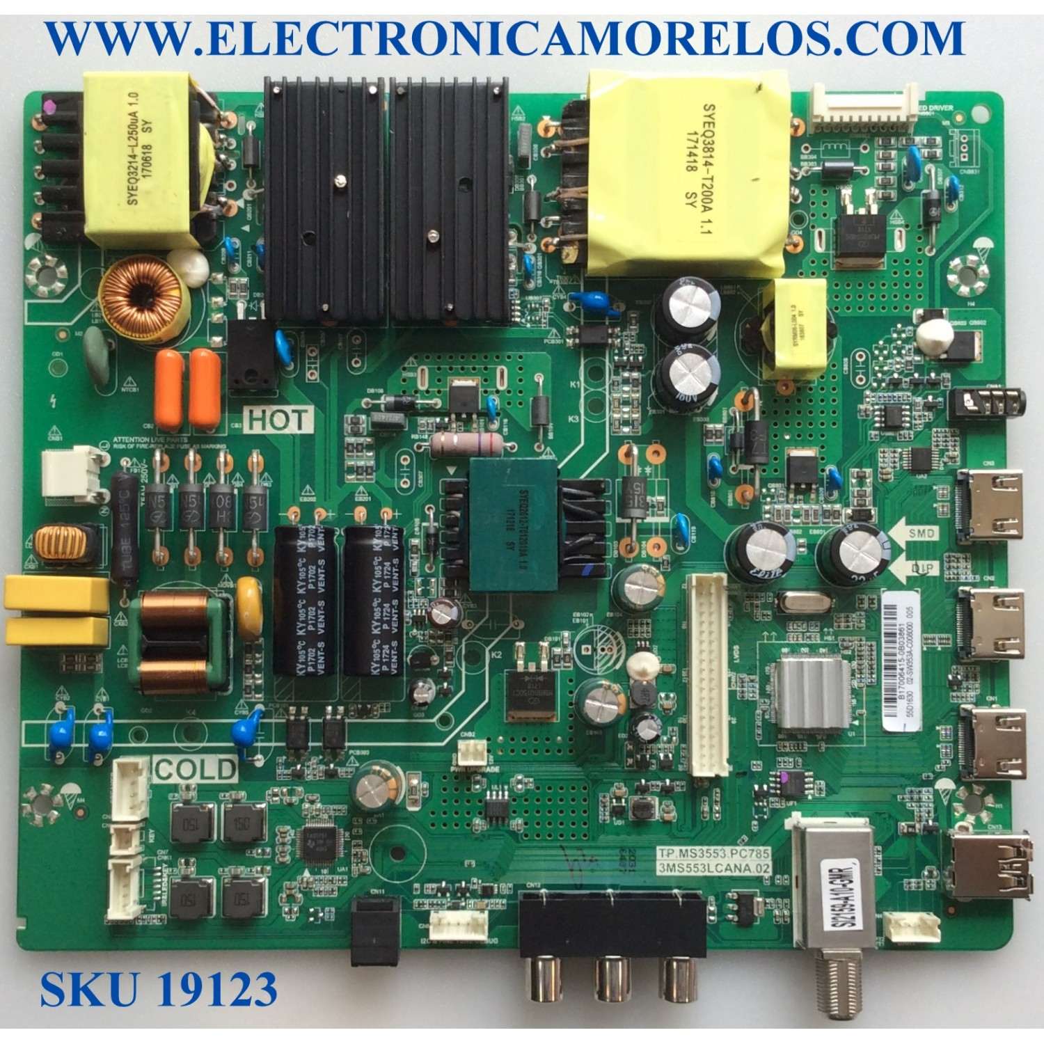 MAIN  FUENTE  (COMBO)  TOSHIBA / 02-SW353A-C008000 /  B17006415 / TP.MS3553.PC785 / 3MS553LCANA.02 / 55D1630  / PANEL LVF550CSDX / MODELO 55L510U18